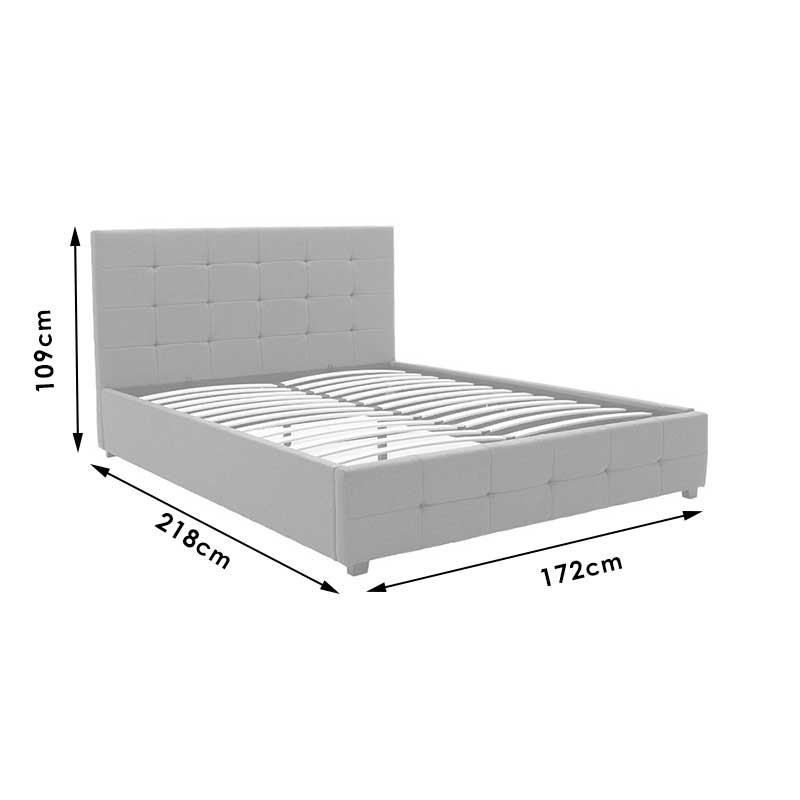 Pat dublu Roi piele ecologica PU cu spatiu de depozitare gri mat 173x219x110 cm 160x200