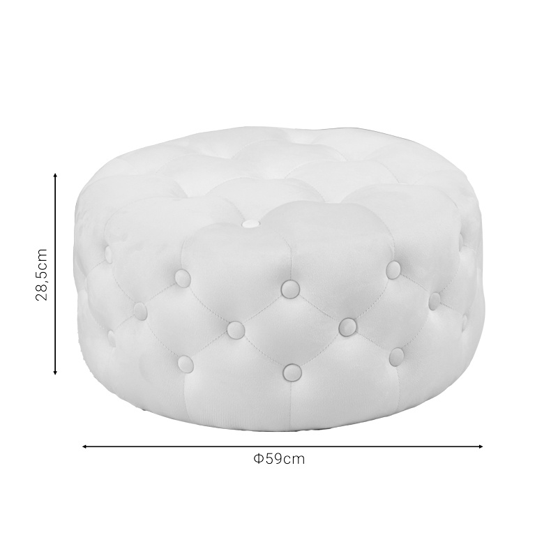 Puf taburet Ferdia catifea crem 59x59x28.5 cm