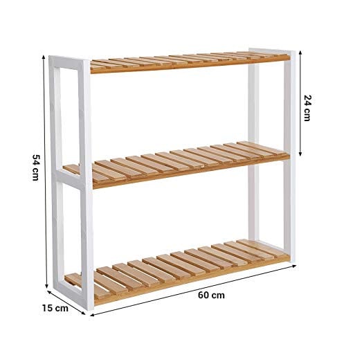 Raft baie, Songmics, Alb, 60x15x55 cm - 3 | YEO