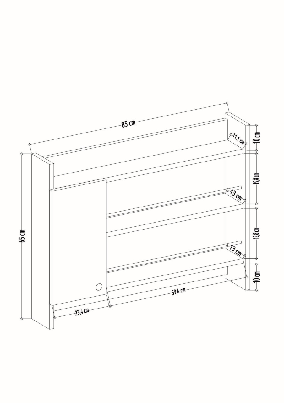 Raft de bucatarie suspendat Knerr Alb 85x15x65 cm