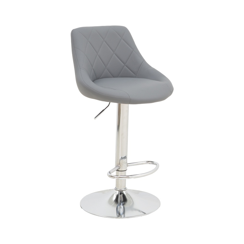 Scaun bar Boronez inaltime ajustabila piele ecologica PU gri si baza cromata 47x49x112 cm - 2 | YEO
