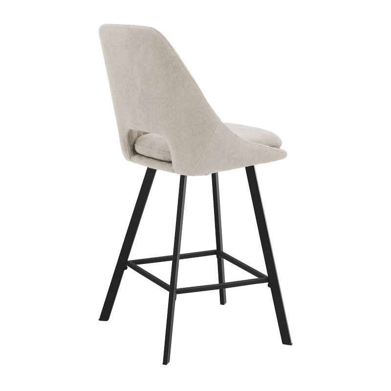 Scaun bar Initiate crem din material teddy cu picioare din metal negru 48x56x98 cm - 1 | YEO