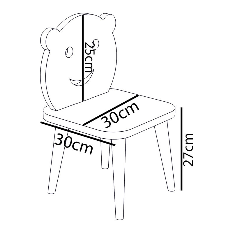 Scaun copii Jerry alb - culoare lemn natural 30x30x52cm - 3 | YEO