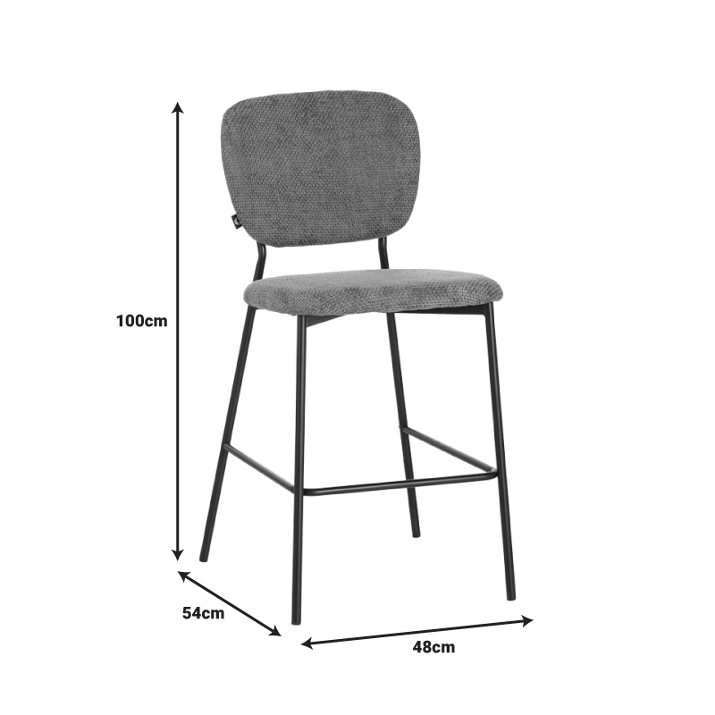Scaun de bar Cathair, Pako World, Gri, 48x54x100 cm