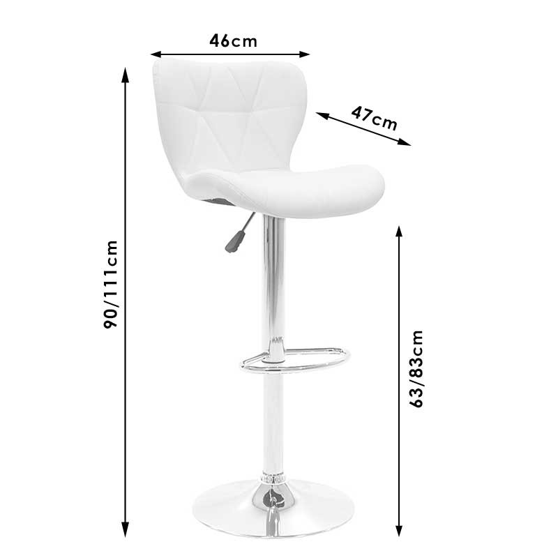 Scaun de bar Coozy reglabil pe inaltime stil capitonat metal negru mat cu piele ecologica pe negru