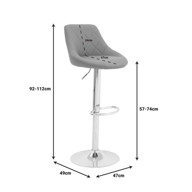 Scaun de bar reglabil pe inaltime Boronez Negru 47x49x112 cm
