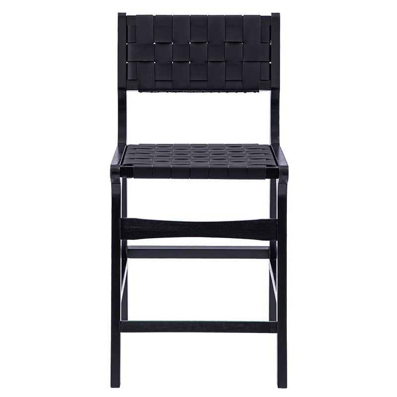 Scaun de bar Ridley lemn - piele ecologica negru - 3 | YEO