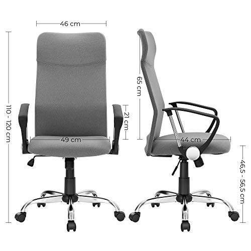 Scaun de birou, Songmics, Gri, 63x63x(110-120) cm