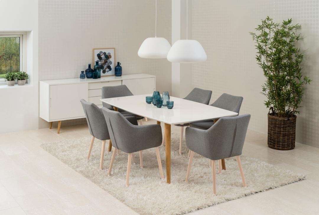 Scaun dining Nora, Gri, 84x58x58 cm