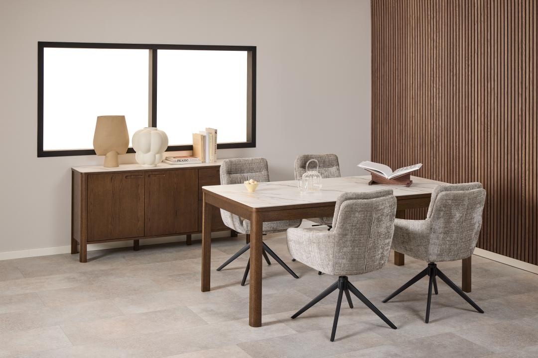 Scaun dining Roger, Gri, 90x62x67 cm - Imagine 4