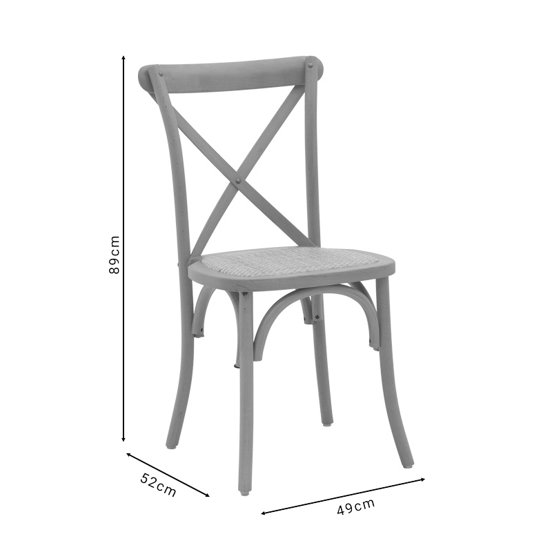 Scaun Dylon alb spalat din lemn de fag si ratan cu sezut natural 48x52x89 cm