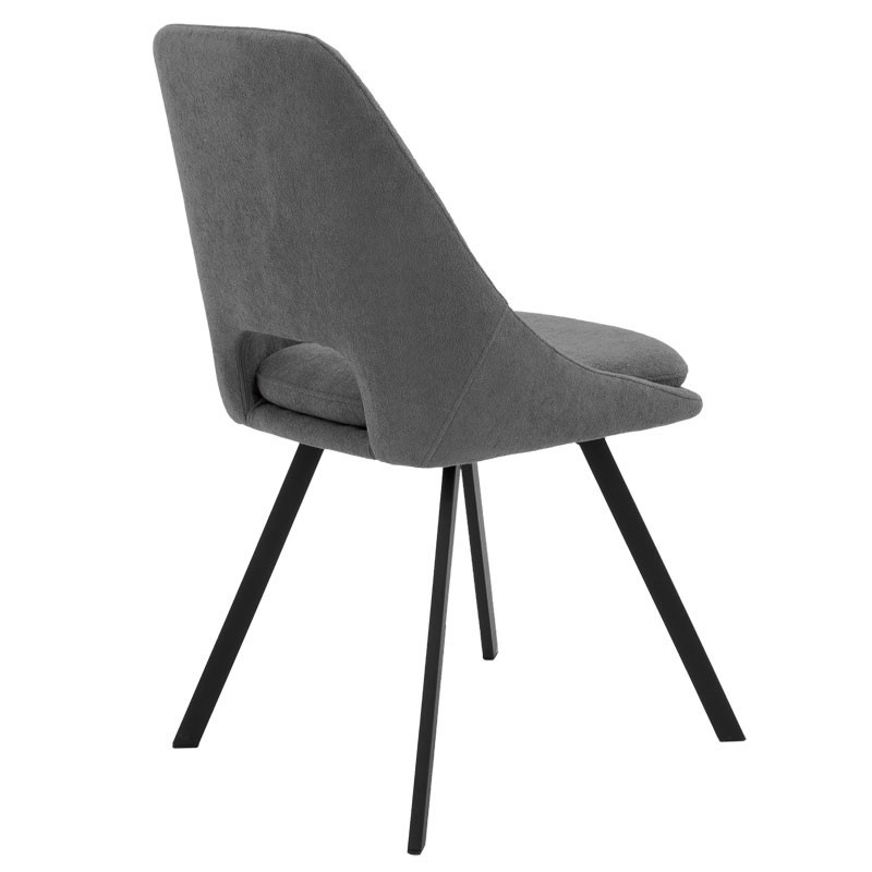 Scaun Initiate material teddy gri inchis picioare metalice negre 48x57x85 cm - 1 | YEO