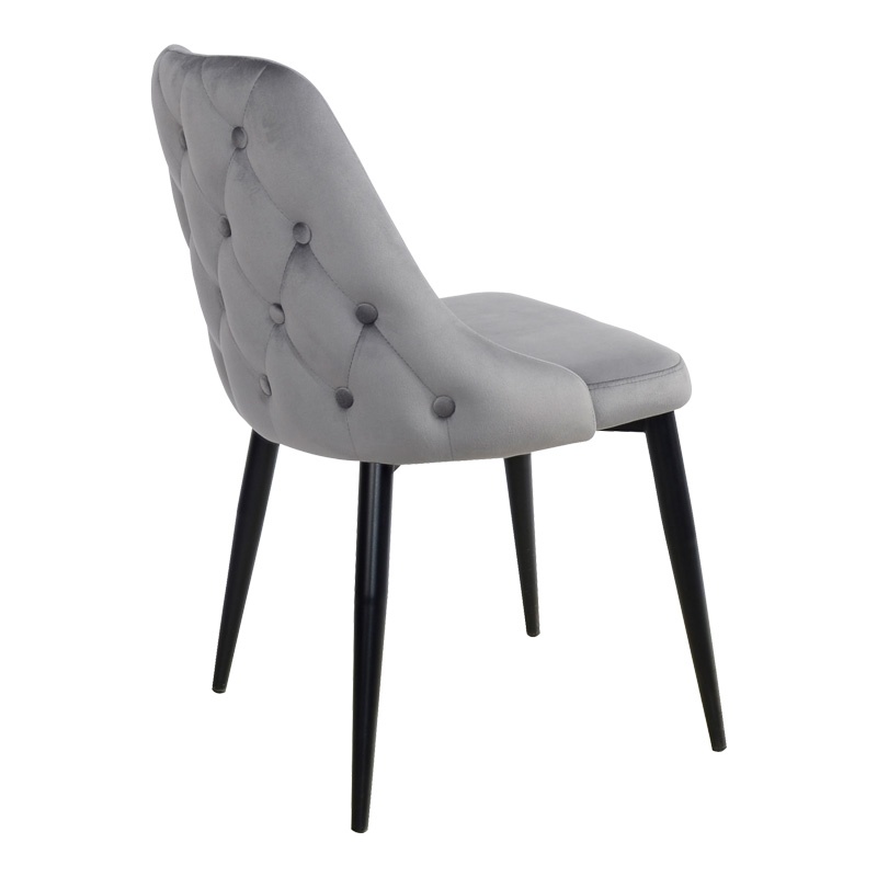 Scaun Zedna, Pako World, Catifea Gri, Picioare negre, 51x58x84 cm - 1 | YEO