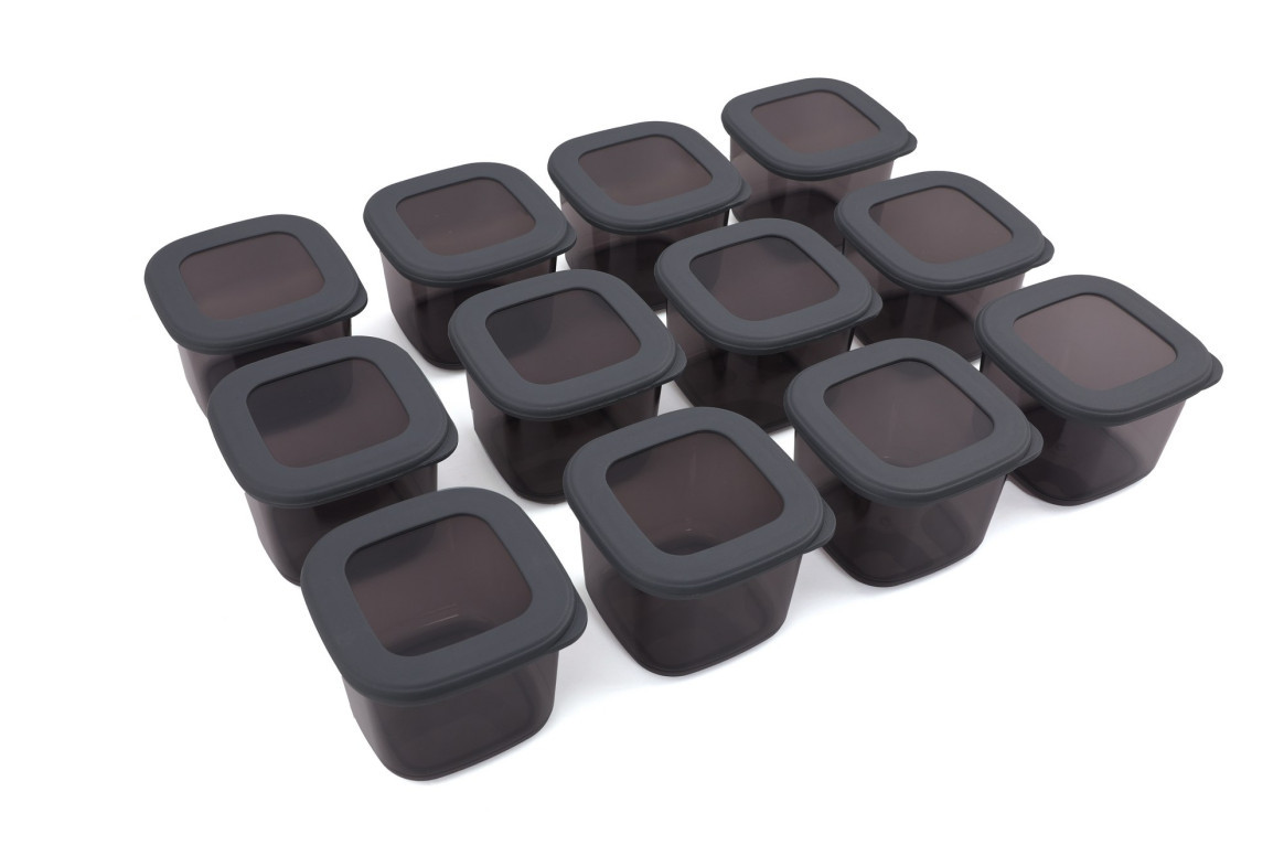 Set 12 cutii de depozitare alimente Foly - Anthracite, Antracit - 3 | YEO