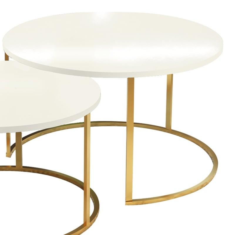Set 2 masute de cafea Solme Pako World Bej 75x75x45 cm - 2 | YEO