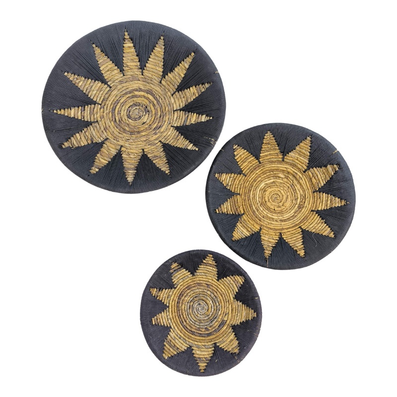 Set 3 decoratiuni de perete Circy Boho Negru 50x50x2 cm