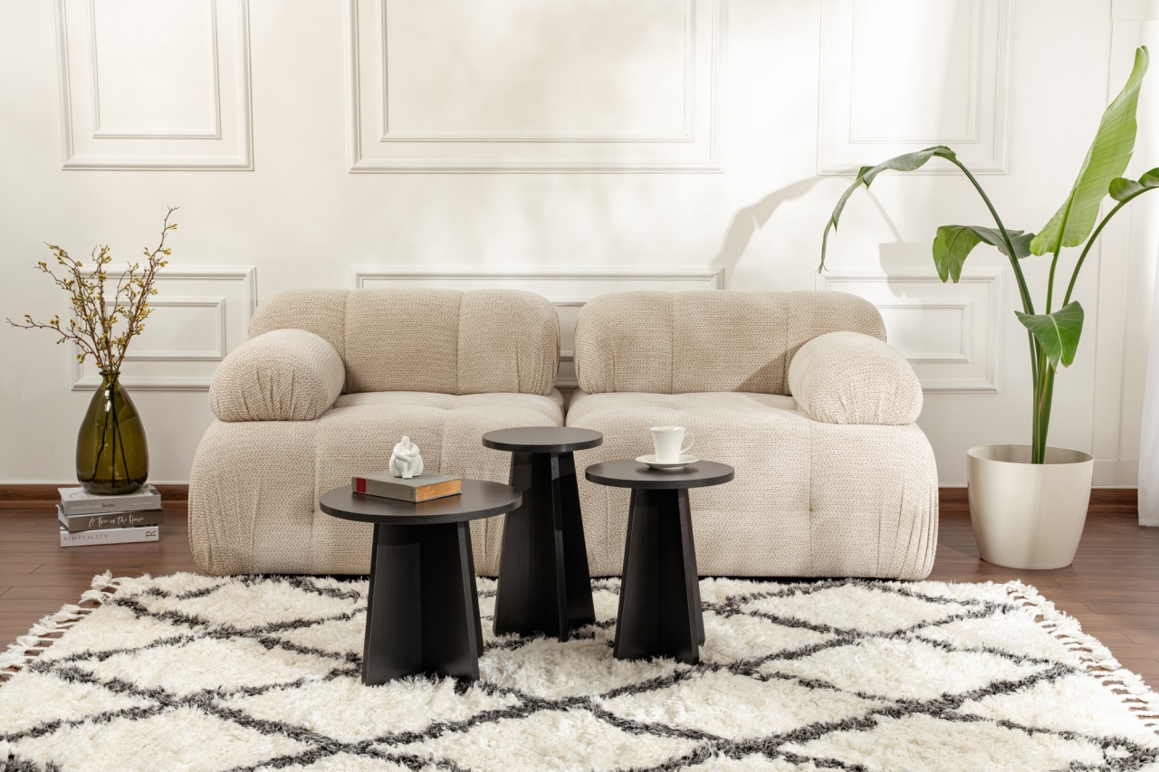 Set 3 masute de cafea Lume Negru - 1 | YEO