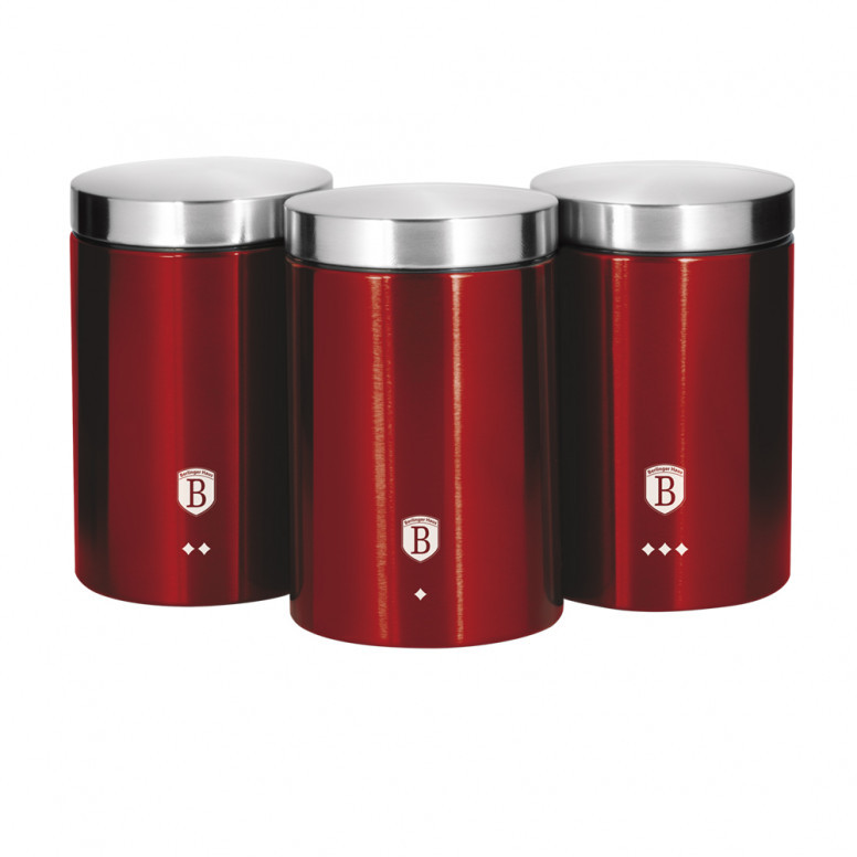 Set 3 Recipiente Metalice, Burgundy BH/1343