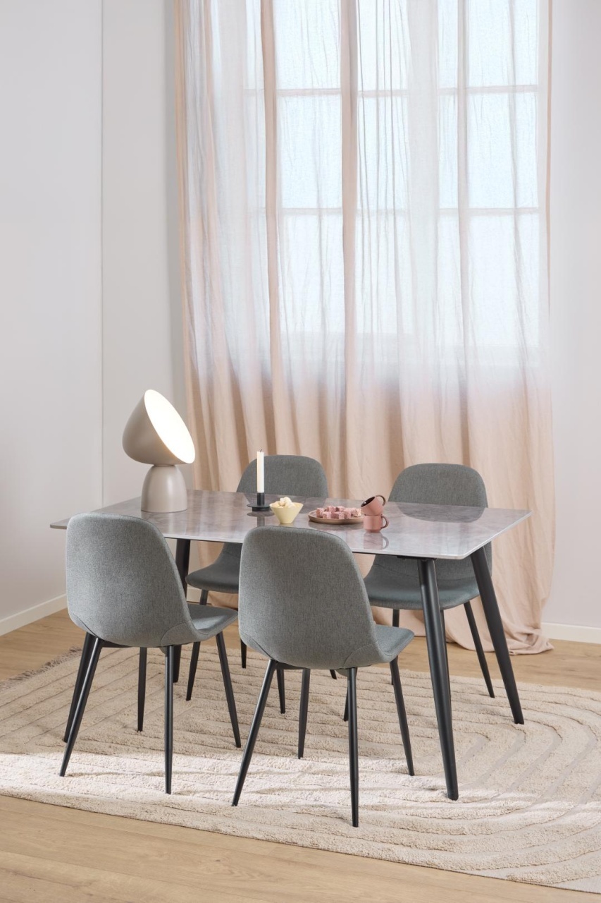 Set 5 piese Masa dining si Scaune Wicklow V5, Gri, 75x140x80 cm