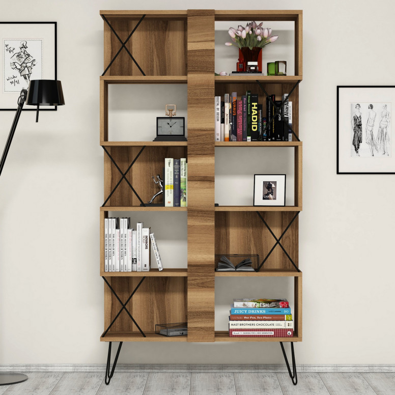 Set Birou si Biblioteca Extra2 Walnut-Negru - 3 | YEO