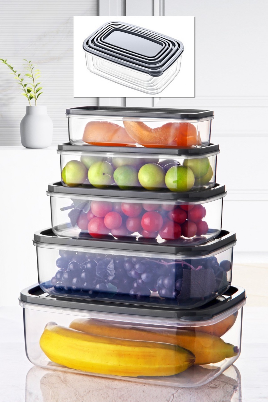 Set cutii de depozitare (5 bucati) EMBSEF05 Transparent 22.5x15x8 cm - 1 | YEO