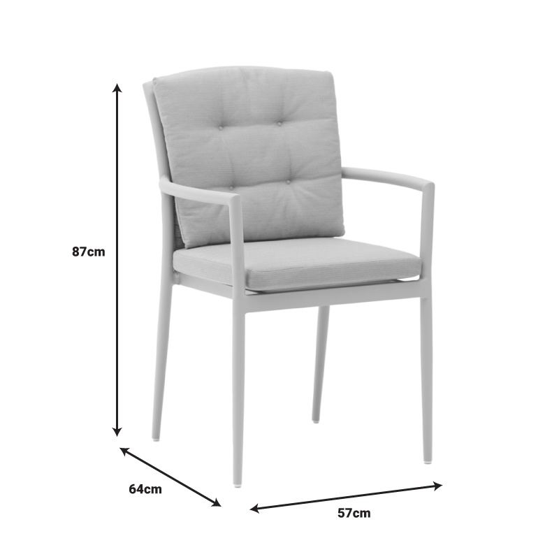 Set de 5 buc masa si scaune de gradina Nares-Moritz aluminiu alb si placaj nuanta naturala 140x80x72.5 cm