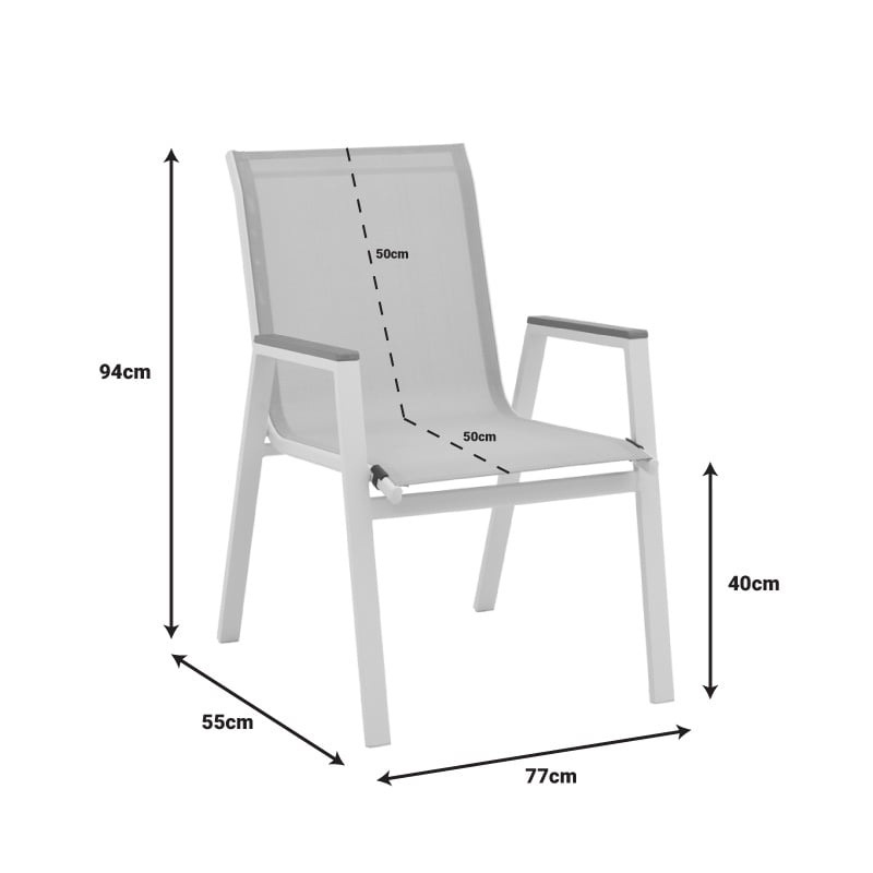 Set de 7 buc masa si scaune de gradina Nares-Azelie B aluminiu alb si placaj in nuanta naturala 180x90x72.5 cm