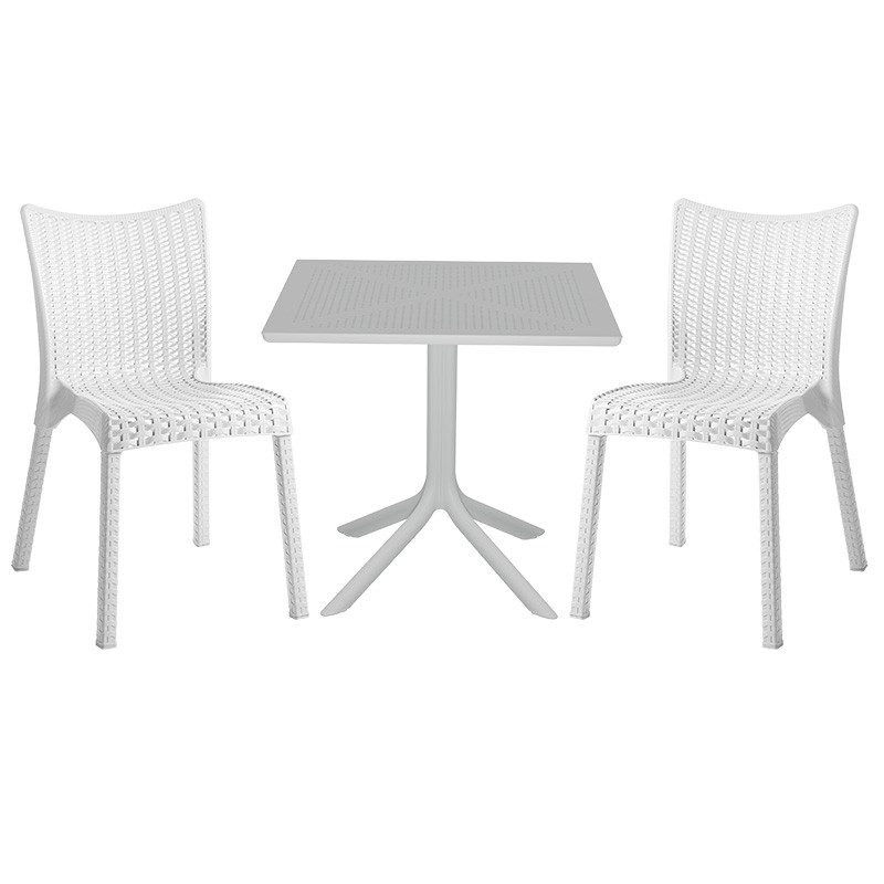 Set de gradina masa si scaune Groovy-Confident set 3 piese plastic alb 80x80x74.5cm