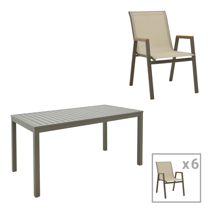 Set dining Kliton-Azelie, Pako World, 7 piese, Sampanie, 150x80x74 cm
