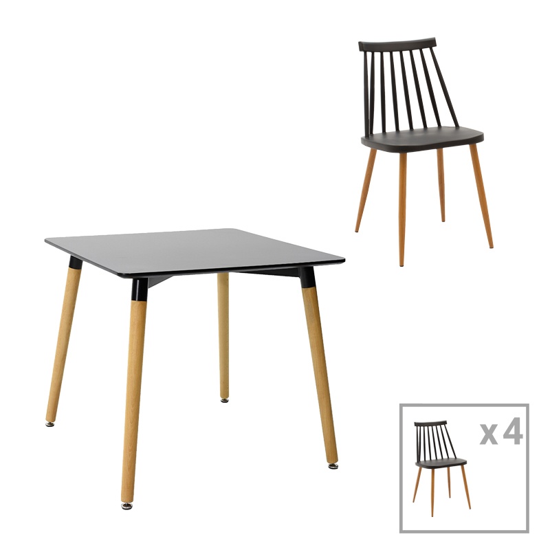 Set masa si scaune 5 buc Aurora-Natali Pako World Natural 80x80x76 cm