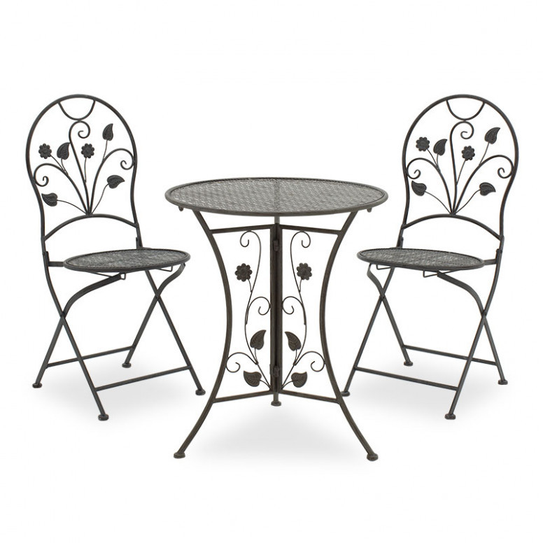 Set Masa si Scaune Gradina Antracit 3 Piese Gri Inchis Antique
