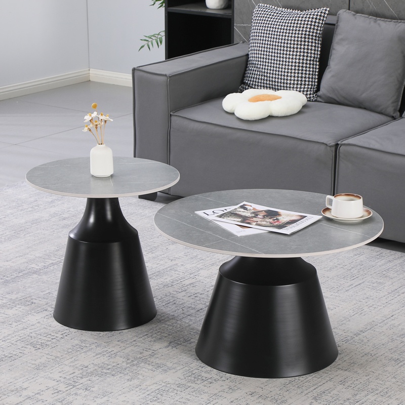 Set masute de cafea 2 buc Sculpt Pako Negru 70x70x39 cm
