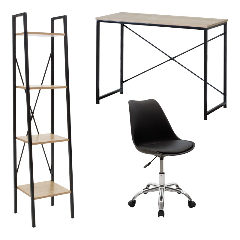 Set mobilier birou 3 buc Uni Negru 100x48x72 cm