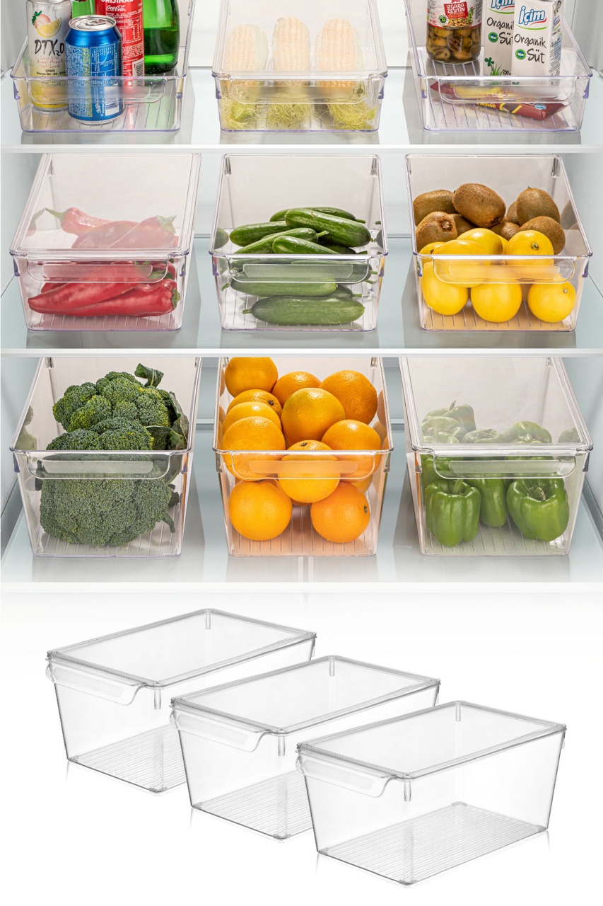 Set organizator frigider, 3 piese 731 Transparent 20x32.5x14 cm