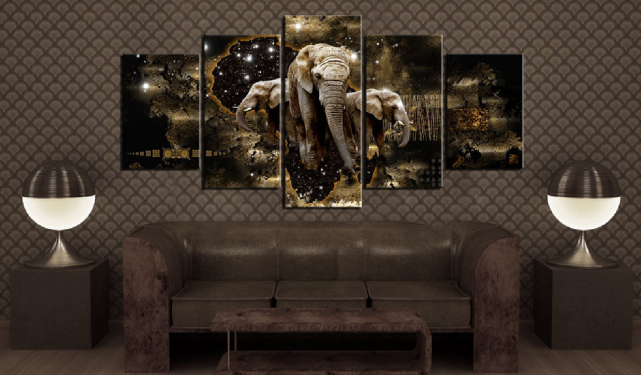 Tablou - Brown Elephants 100x50 cm - 1 | YEO