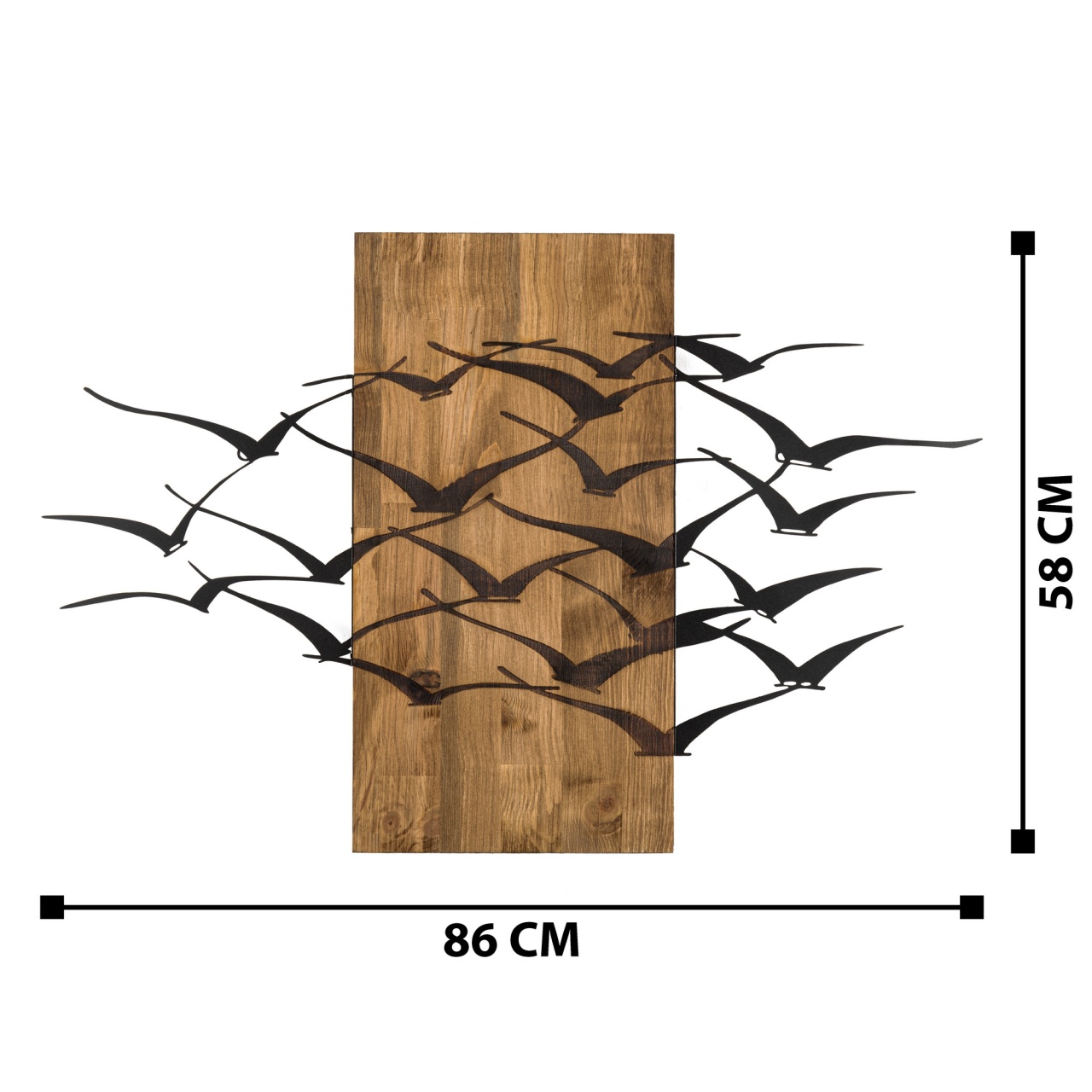 Tablou din lemn si metal Migration Negru 86x58 cm