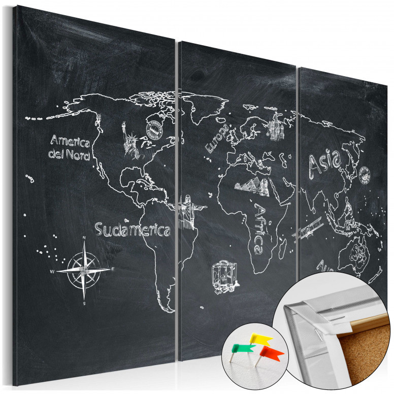 Tablou din plută - Geography lesson [Cork Map] 60x40 cm