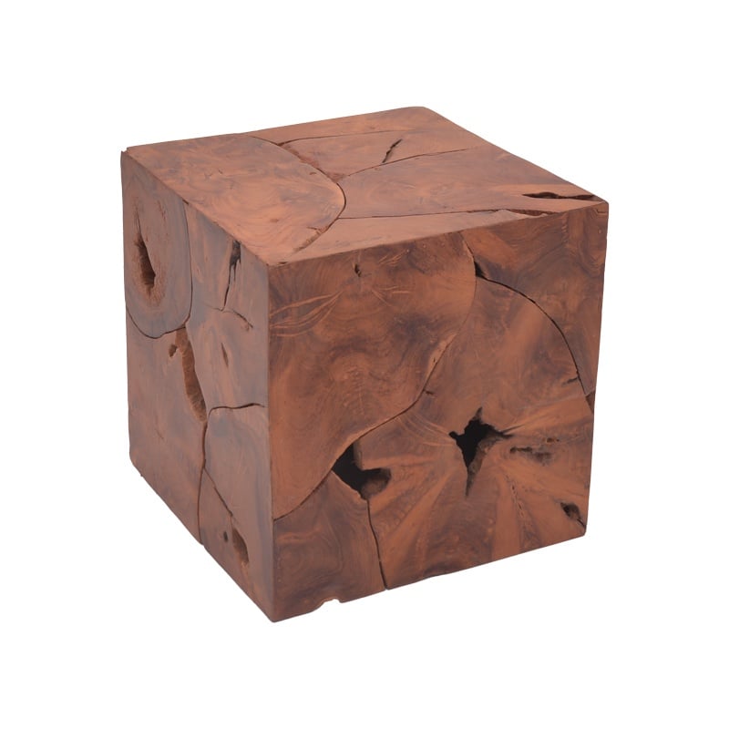 Taburet Boxy lemn de tec natural 40x40x40 cm