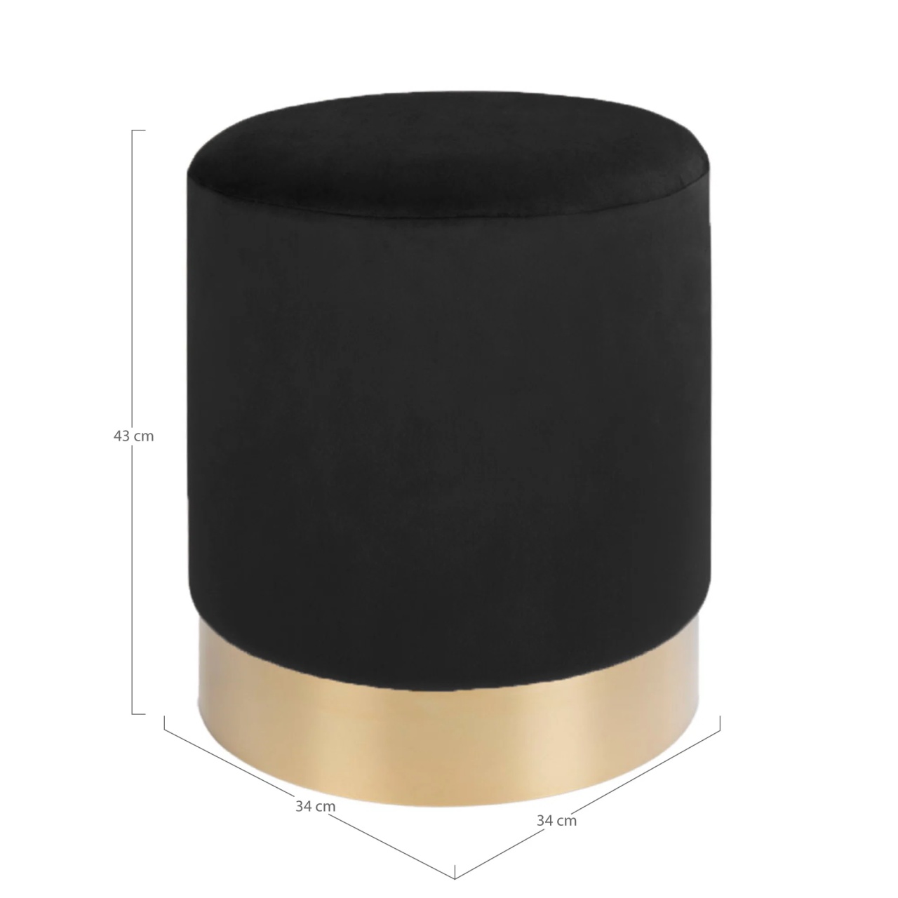 Taburet circular Gamby, Negru, 34x34x43 cm - Imagine 2