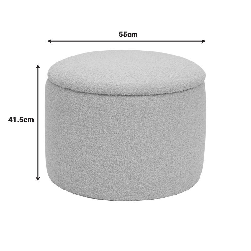 Taburet cu depozitare Ottoman Roundy boucle Bej 55x55x41.5 cm
