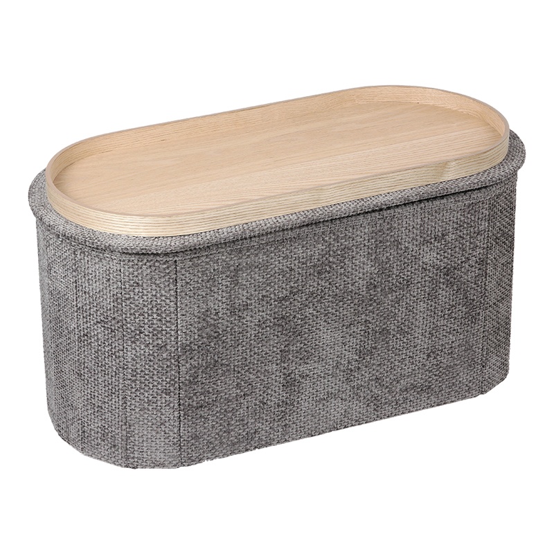 Taburet cu depozitare, Trebia, Pako, Gri 76x38x38 cm - 2
