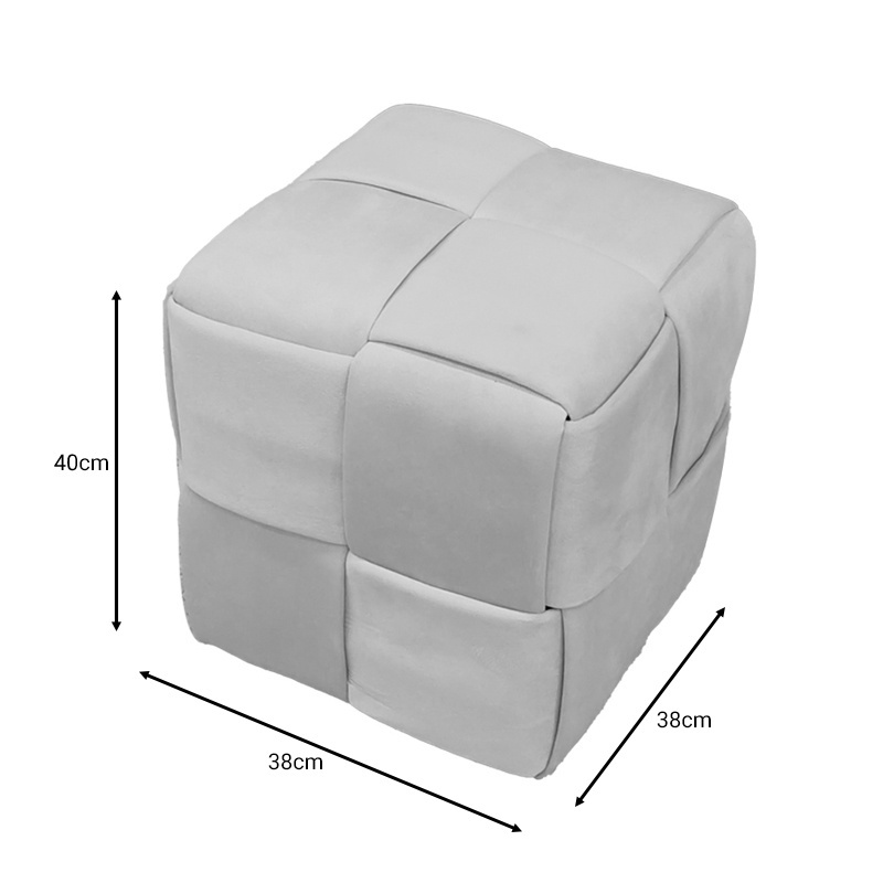 Taburet Jisko catifea gri 38x38x40 cm