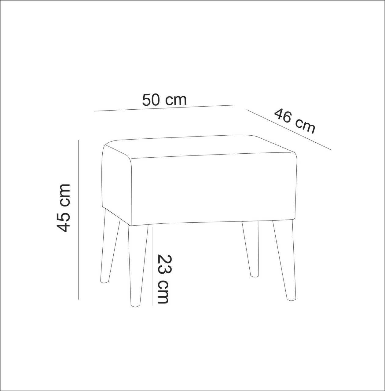 Taburet Zeni Gri inchis 50x45x46 cm - 2 | YEO