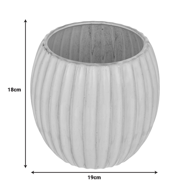Vaza ceramica Ferdan, Pako World, Alb-Bej, 19x19x18 cm