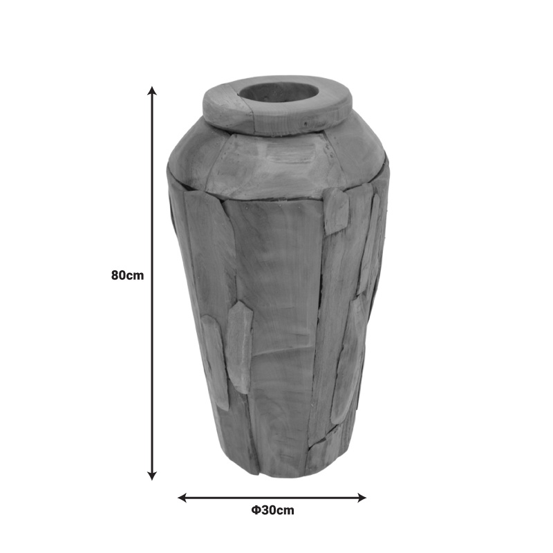 Vaza decorativa Archean lemn de tec culoare naturala 30x30x80 cm - 2 | YEO