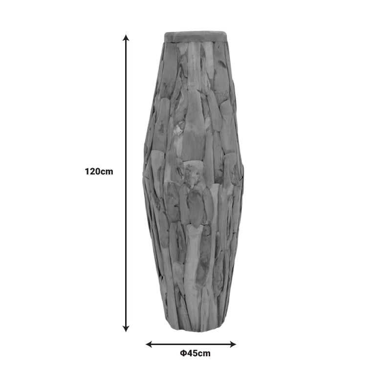 Vaza decorativa Erosian lemn de tec nuanta naturala 45x45x120 cm - 3 | YEO