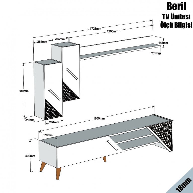 Ansamblu Comoda TV Beril Oak - 4 | YEO