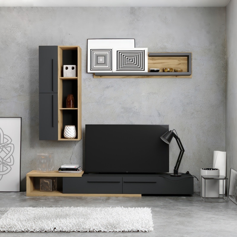 Ansamblu comoda TV Calvados Bej 210x37.5x120 cm