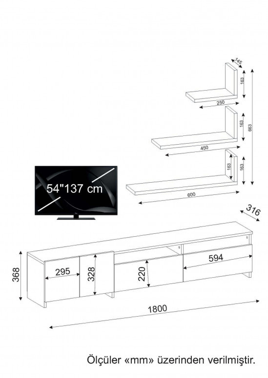 Ansamblu Comoda TV Gelincik Alb-Walnut - 3 | YEO