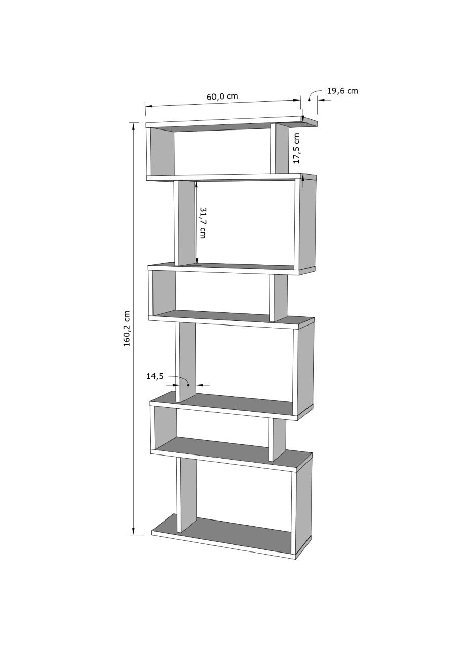 Bibliotecă Bates Alb 60x19.6x160 cm - 2 | YEO